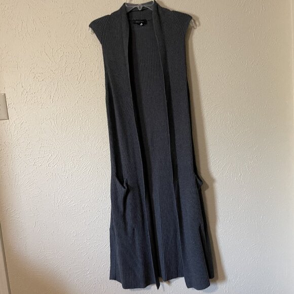 Halogen Gray Knit Ribbed Sweater Vest,  One Size - Picture 1 of 5